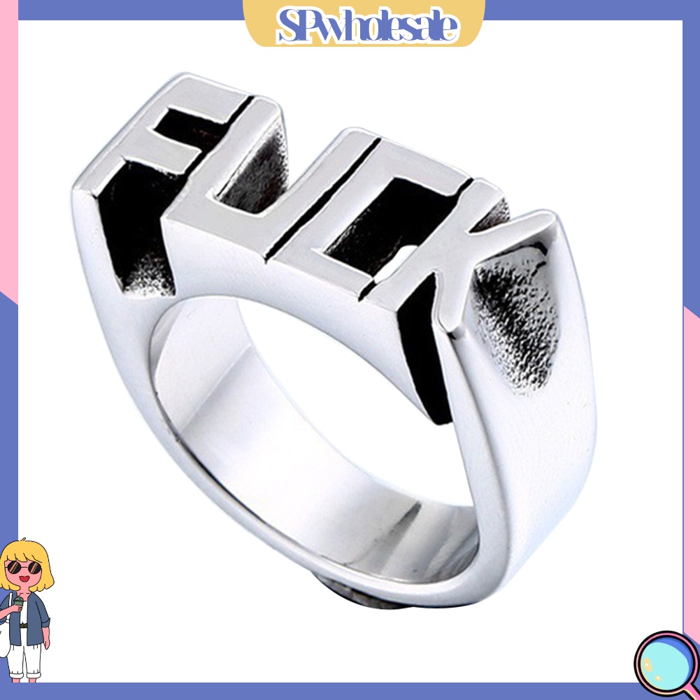 {SPwholesale} Nhẫn thép không gỉ hình chữ cái thời trang hiphop