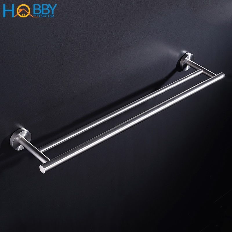 Giá treo khăn tắm Inox 304 HOBBY Home decor 2TT khoan tường dài 40cm không rỉ sét - 2 thanh treo (khoan tường)