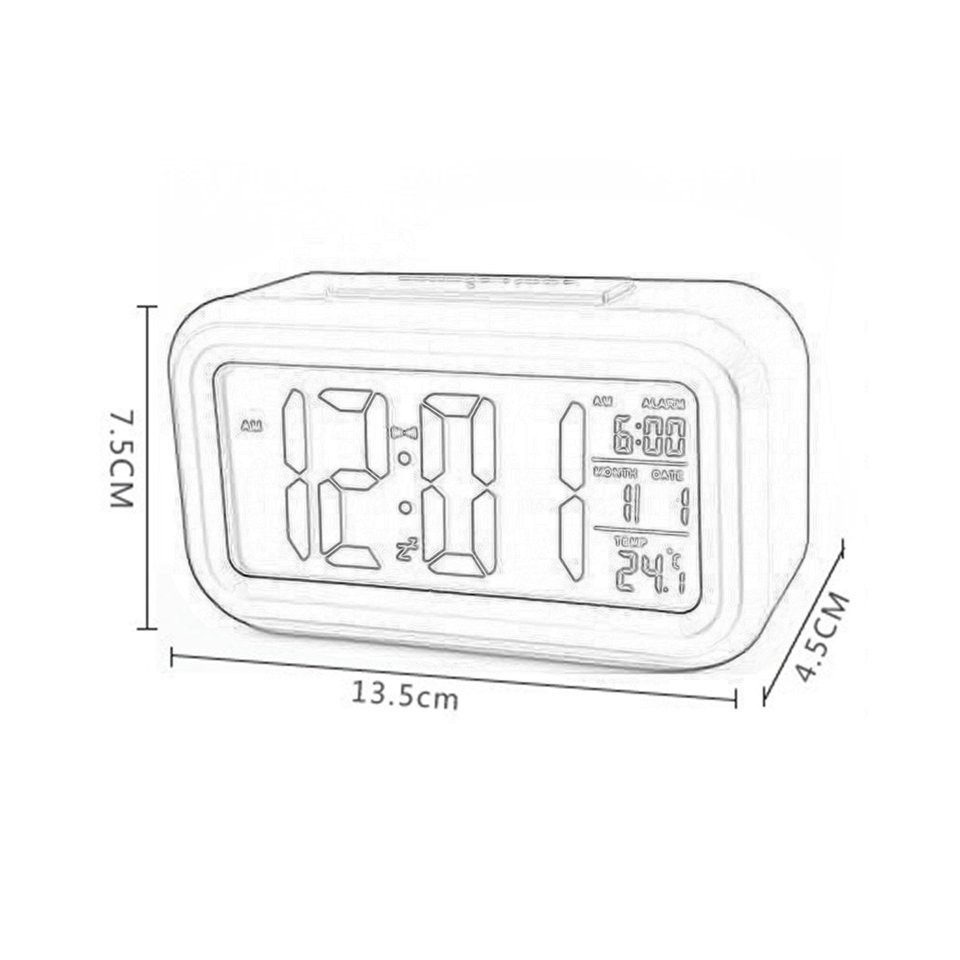 Đồng Hồ Báo Thức Điện Tử Màn Hình Lcd Hiển Thị Lịch Có Đèn Nền