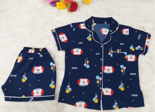 Sỉ, lẻ Bộ pijama lụa thái loại 1 bán shop quần đùi tay ngắn ( bao đẹp, bao giặt)