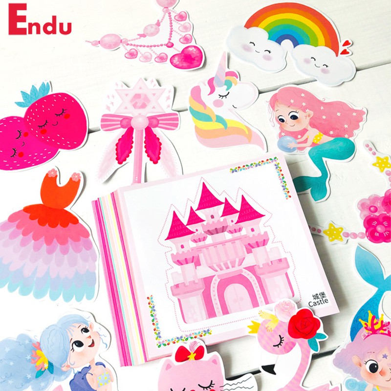 Bộ Cắt Giấy Thủ Công Hơn 100 Tờ In Hình Màu Có Mẫu Dành Riêng Cho Bé Trai/Gái Tặng Kèm Kéo An Toàn