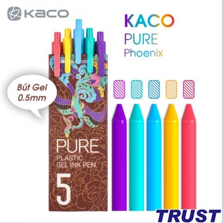 Bộ 5 Bút Gel 5 Màu KACO PURE - Set màu Phoenix (Fenghua) - Ngòi 0.5mm