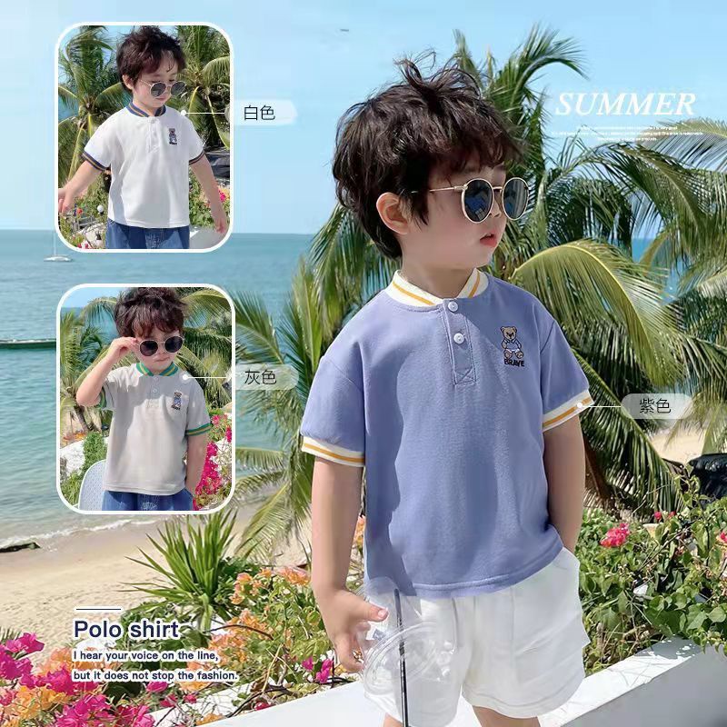 [Babycat] Áo Thun polo Tay Ngắn Phong Cách Phương Tây Hàn Quốc Kiểu Mỏng Thời Trang Mùa Hè Dành Cho Bé Trai 2022