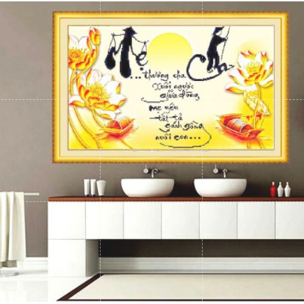 Tranh đính đá tự làm CHA MẸ