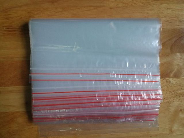 1kg túi zip miết mép viền đỏ Số 12 loại đẹp dày dặn: kt 35x45 cm