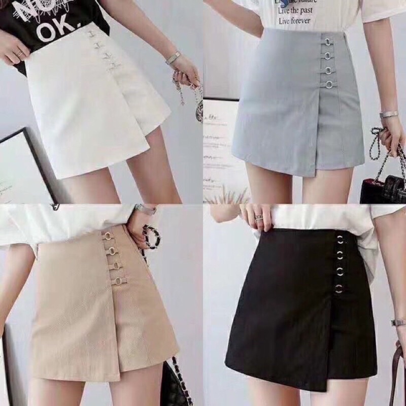 Quần đùi shorts nữ quần giả váy 4 xích vạt lệch mã 13