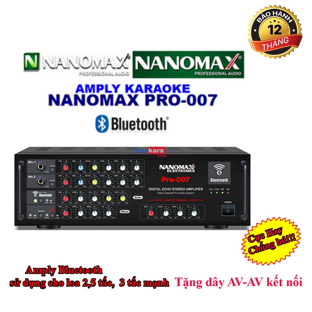 Amply Nanomax Pro-007, Nanomax Pro-009 Karaoke Bluetooth Cao Cấp, Mạnh Mẽ, Bền Bỉ, Chính Hãng, Amply gia đình chất lượng