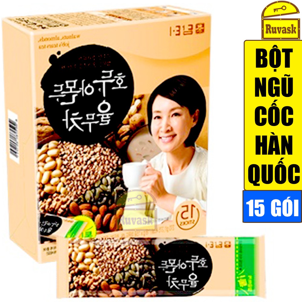 Bột Ngũ Cốc Dinh Dưỡng Damtuh Hàn Quốc ( 15 Gói - Hộp Nhỏ ) - ( Ruvask Chuyên Hạt Óc Chó, Hạnh Nhân, Hạt Macca )