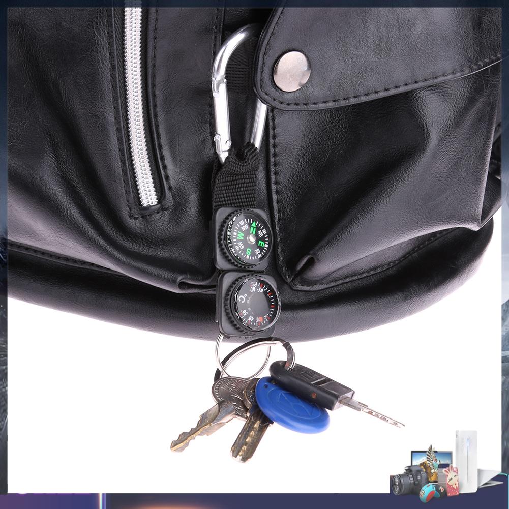 Móc khóa 3 trong 1 tích hợp la bàn và nhiệt kế