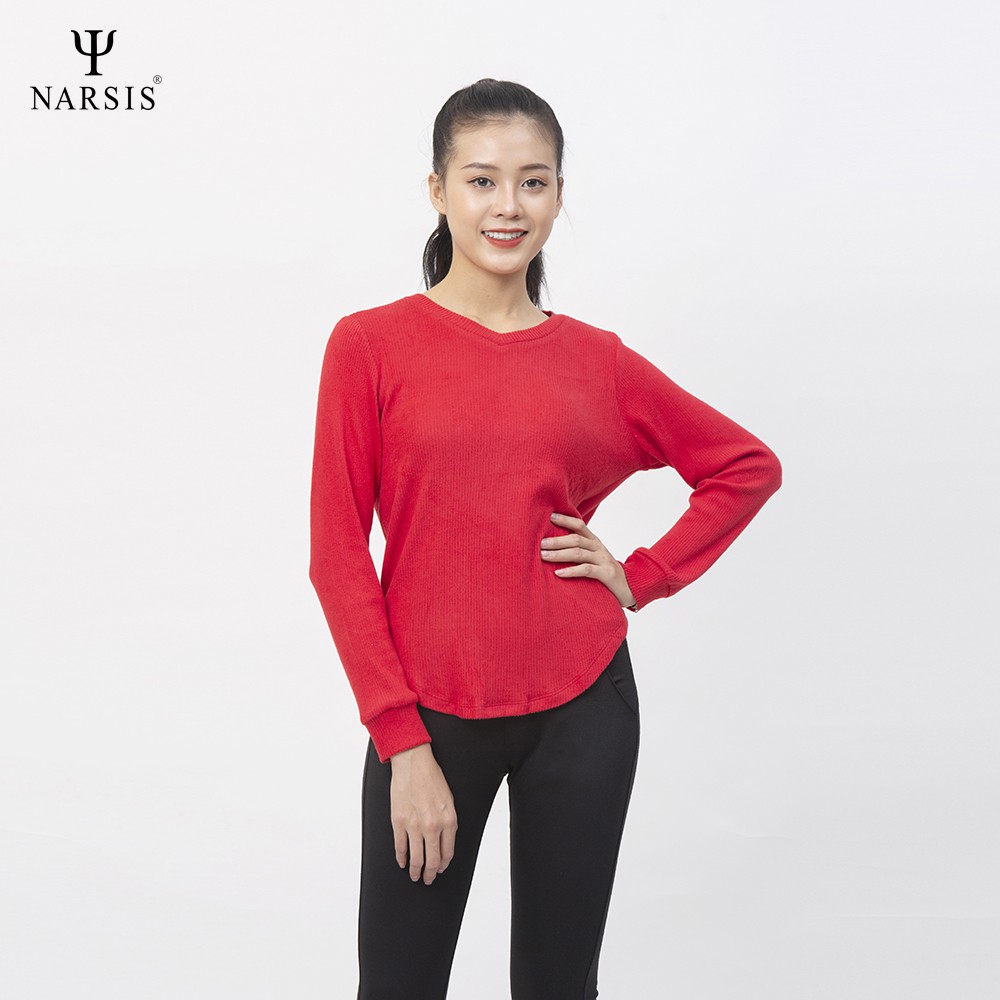 Áo len nữ cổ tim đuôi tôm Narsis L0066 màu đỏ