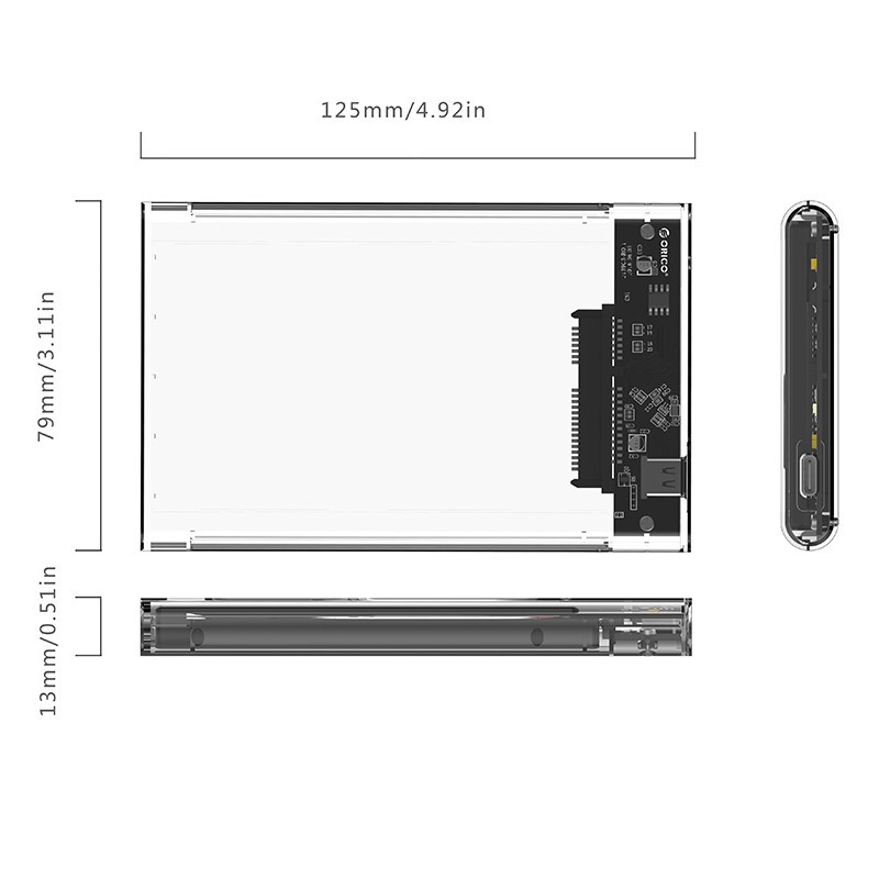 Vỏ Đựng Ổ Cứng Orico 2139c3 2.5 Inch Type-C Trong Suốt | BigBuy360 - bigbuy360.vn