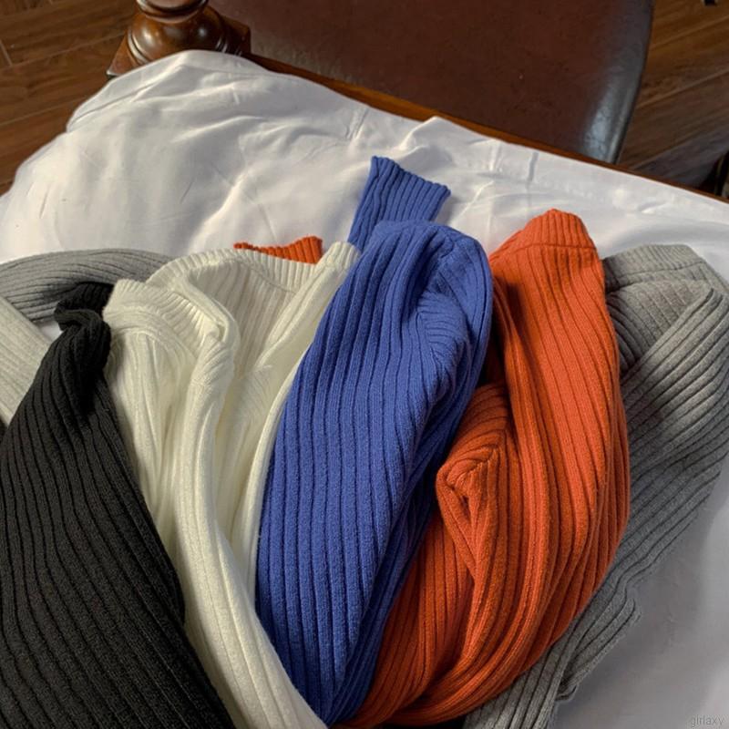 Áo Dệt Kim Tay Dài Cổ Chữ O Màu Trơn Phong Cách Hàn Quốc Thời Trang Đơn Giản