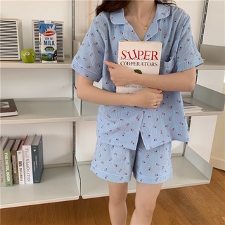 Pijama đùi hoạ tiết hoa nhí (đồ bộ pijama giễ thương - đồ mặc nhà phong cách hàn quốc)
