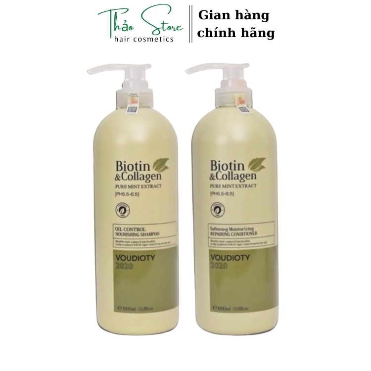 Cặp dầu gội biotin collagen xanh lá phục hồi kiềm dầu 1000ml-HÀNG CHÍNH HÃNG