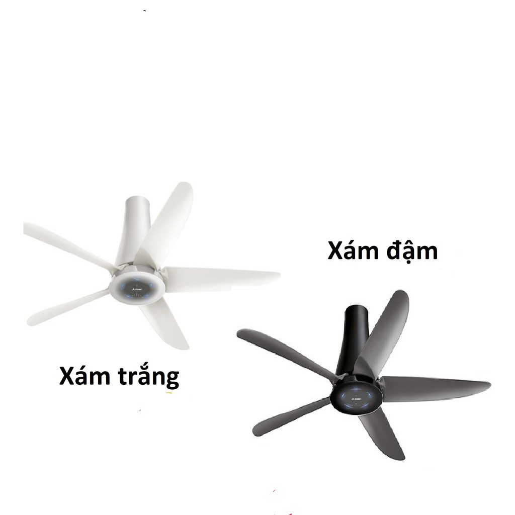 Quạt trần Mitsubishi C56-RW5 - Trắng, xám , 5 cánh, CS 65W, 5 cấp độ, ĐK từ xa, đèn LED báo cấp độ, 
