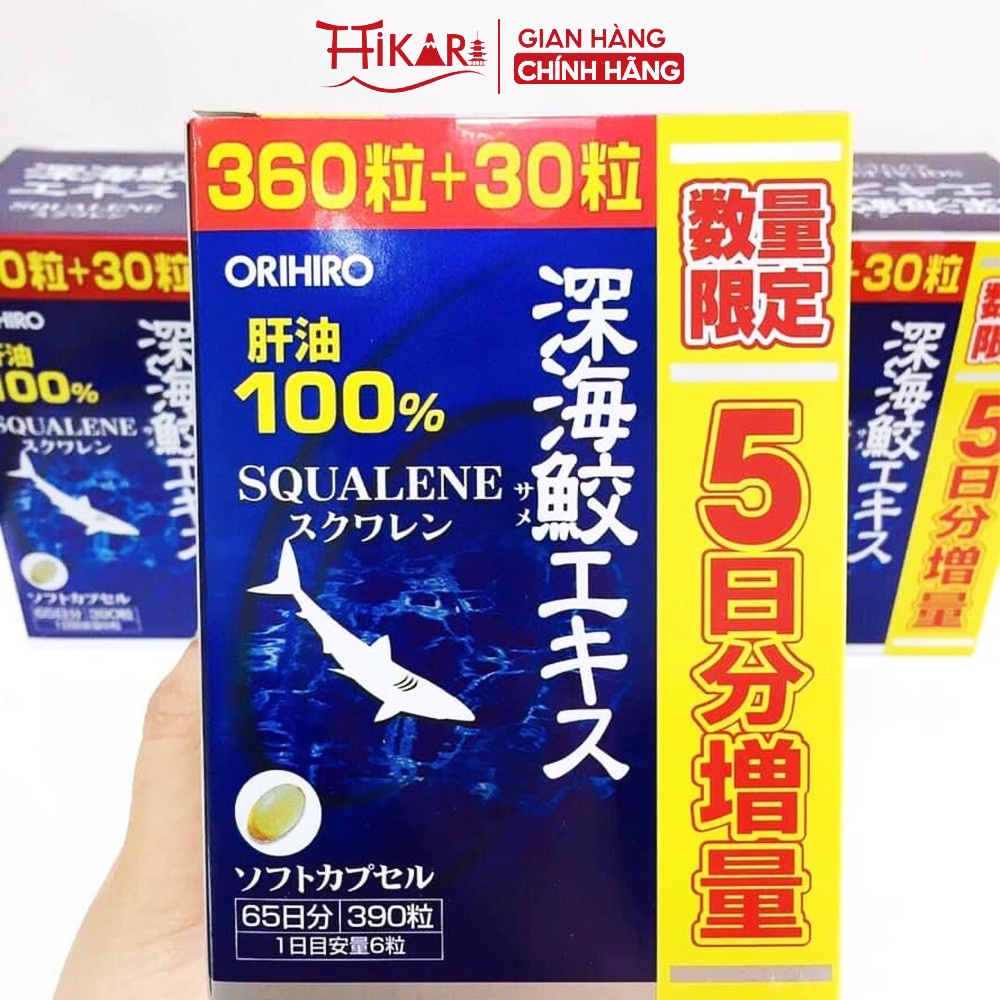 Viên uống dầu gan cá mập Squalene Orihio Nhật Bản loại 360 viên tốt cho xương khớp, tim mạch
