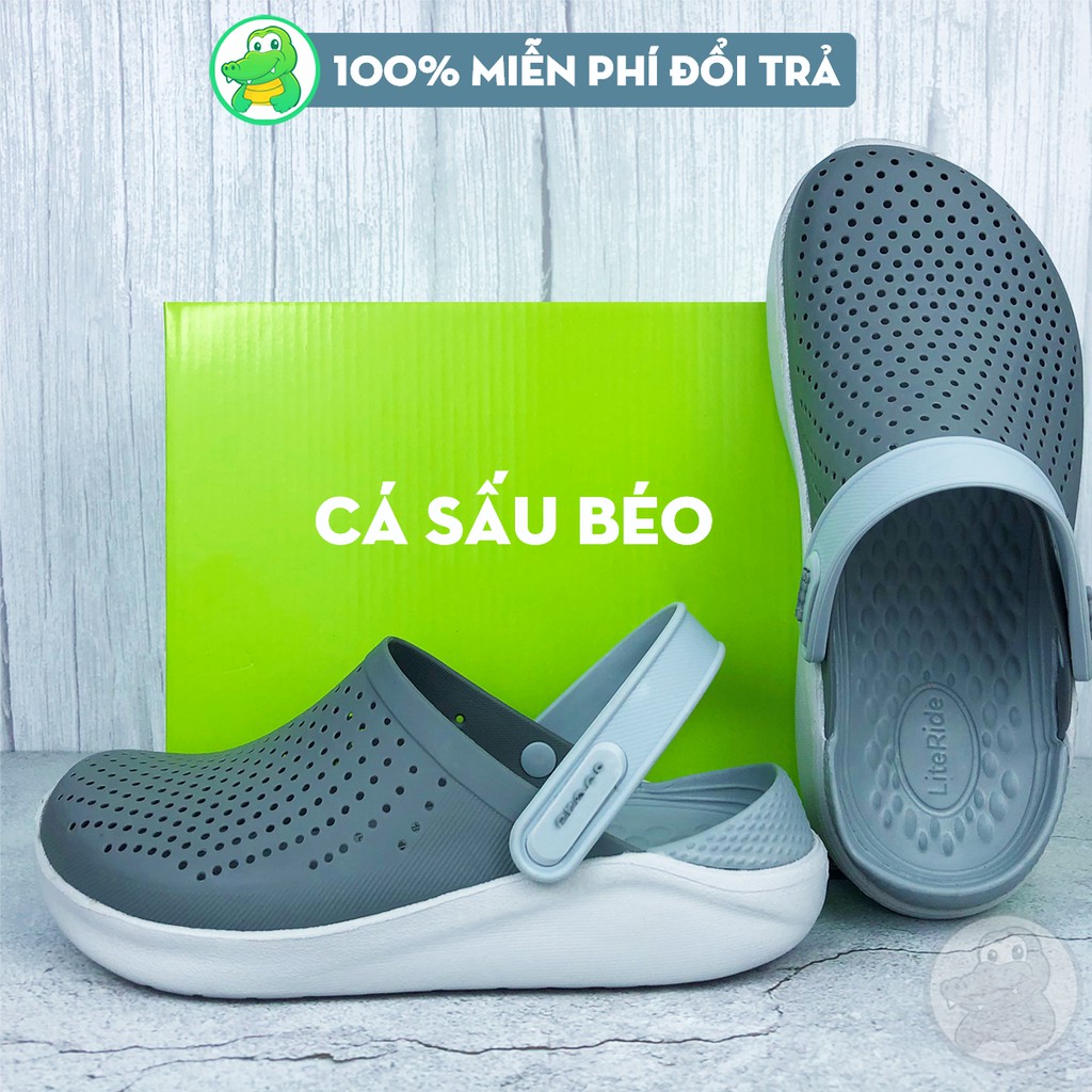 Dép Cross Literide Nam Nữ full XÁM, Hàng loại 1 full tag, full box hãng