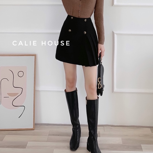 Chân váy A xếp ly lệch trẻ trung thời trang thiết kế nữ Calie House CV69