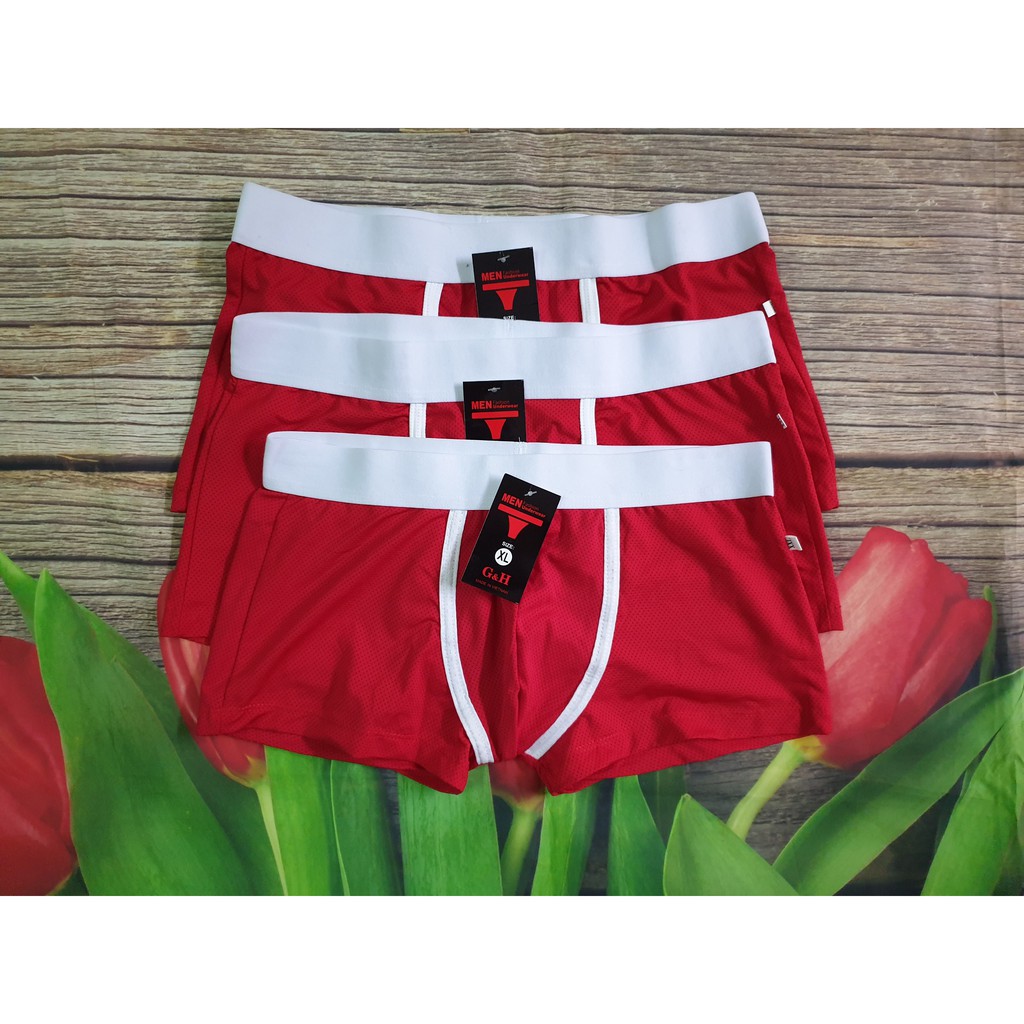 Bộ 3 quần boxer THÔNG HƠI nam ĐỎ - Đẹp mê ly