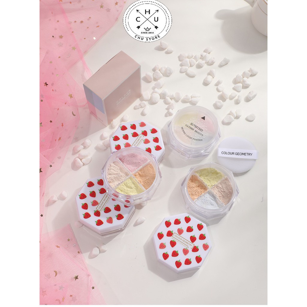 (Bán Buôn – Sỉ) Phấn Phủ Kiêm Che Khuyết Điểm Quả Dâu Tây 4 Ngăn Chống Thấm Nước Dưỡng Ẩm Kiềm Dầu Dạng Bột P50 | BigBuy360 - bigbuy360.vn