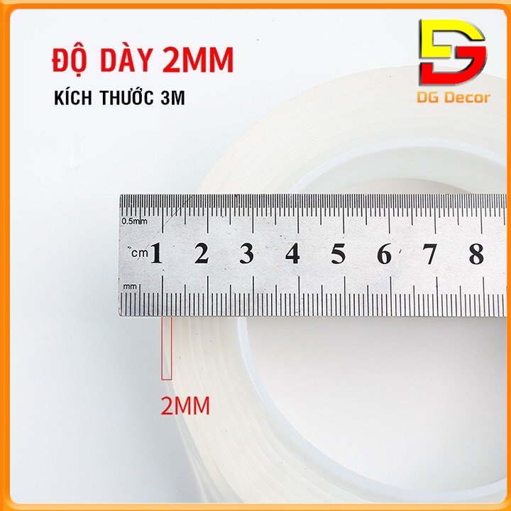 Băng Dính 2 Mặt Siêu Dính Trong Suốt Đa Năng Tiện Lợi Băng Keo 3m Dày 1mm, 2mm DC-52