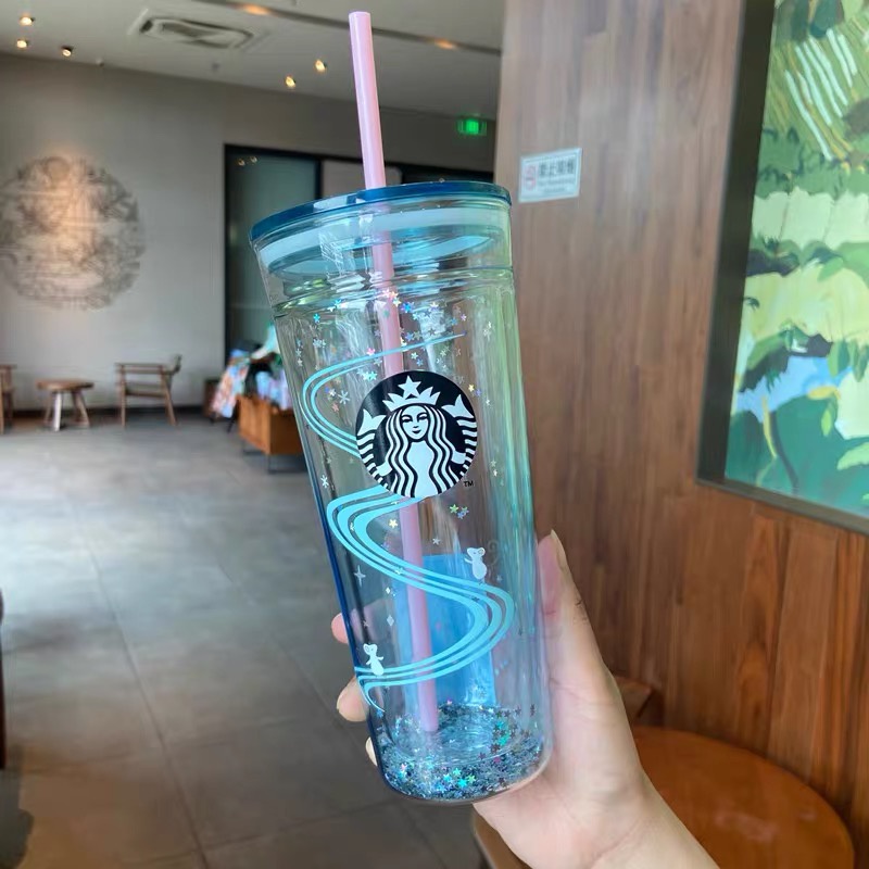 Quà tặng tuổi tý ly thuỷ tinh Starbucks 2 lớp chú chuột Dung tích 590ml