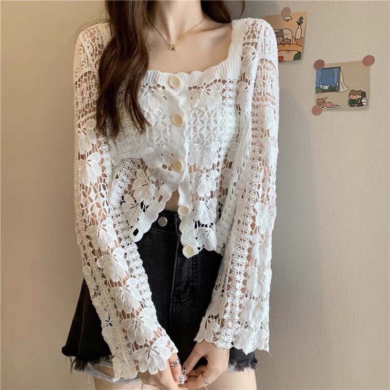 Áo cardigan ren mỏng đi biển OrderTaobao loại 1