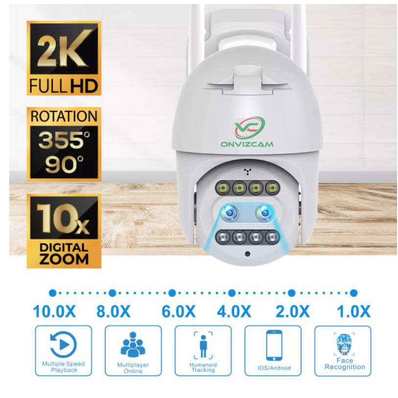 [FREESHIP⚡️ SIÊU SALE]Camera WIFI Ngoài trời PTZ FULL HD 1080P Xoay 360* - Ban đêm có màu