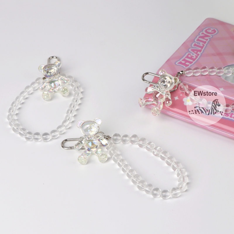 Móc Khóa Hình Gấu Bằng Thủy Tinh Trong Suốt Dễ Thương