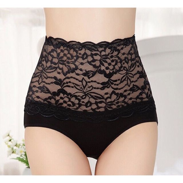 Set 10 Quần Lót Nữ Cỡ Đại (60- 72 kg ) Cạp Cao Kèm Gen Bụng Ren Cotton Mềm Mại