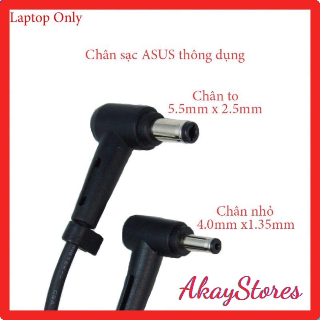 Sạc Laptop Asus Vuông zin 19V-3.42A AkayStores cao cấp chính hãng, adapter asus chân to/nhỏ (BH 12T)