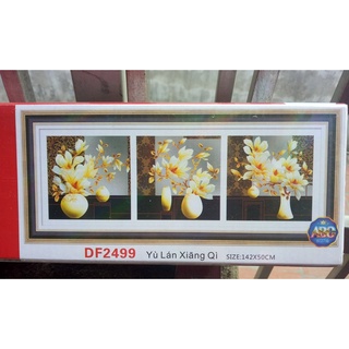Tranh đính đá hoa lan trắng 3 bức DF2499 142*50cm