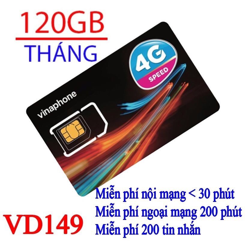 Sim Vd149 4G/ngày, 120GB/tháng + nghe gọi miễn phí 12 tháng