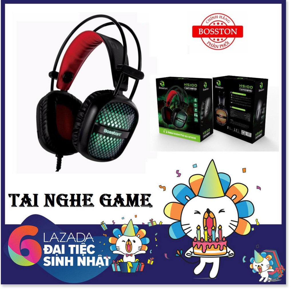 Tai Nghe Chụp Tai Chuyên Game Bosston HS100 LED Chuyển Màu - Headphone