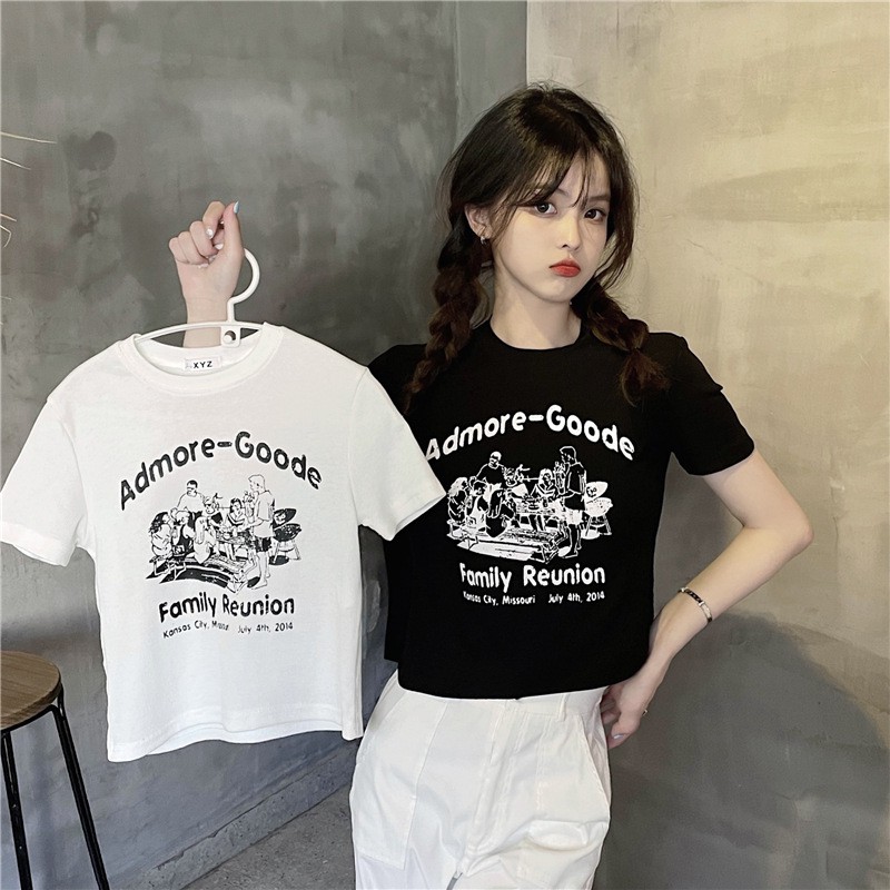 Áo thun croptop nữ form rộng, áo crt hở rốn nữ tay ngắn thể thao cao cấp dạo phố đẹp freeship mã AT16