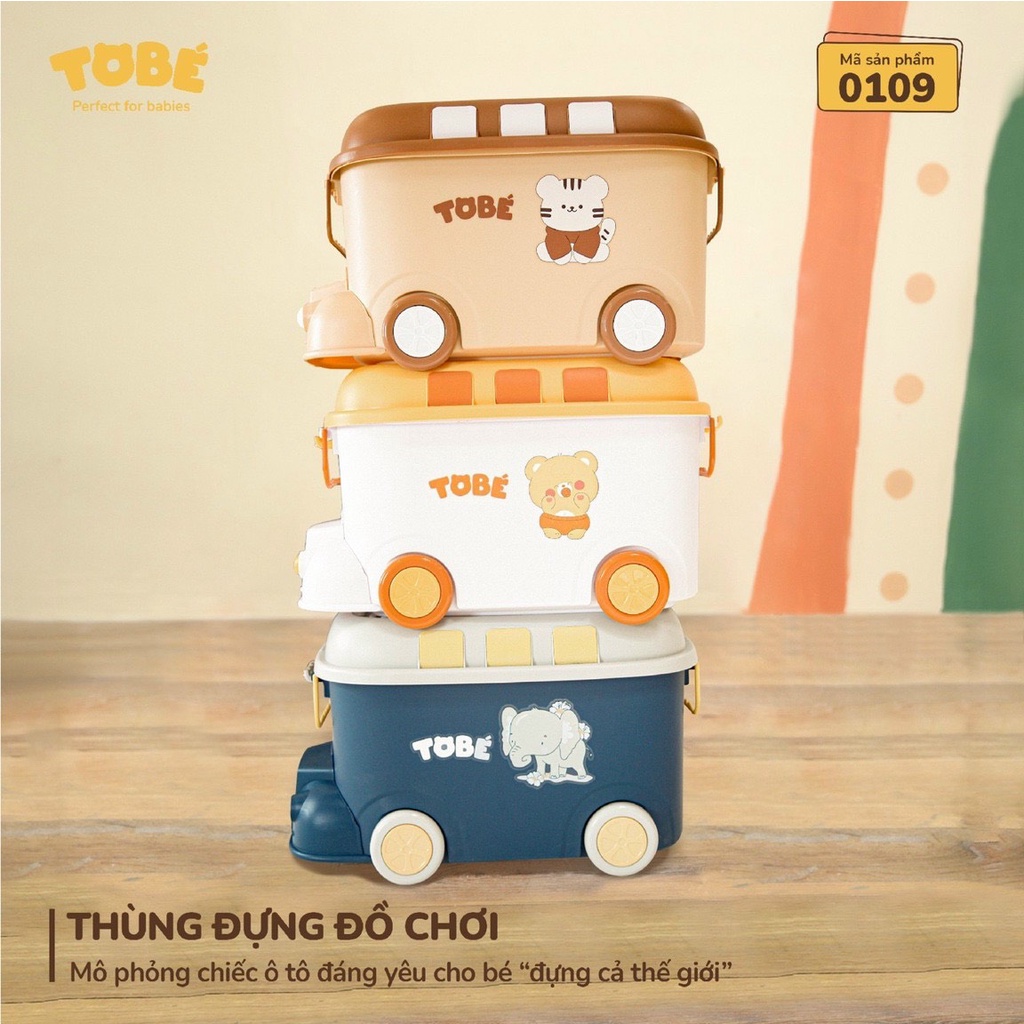 Thùng đựng đồ chơi ô tô TOBE , hộp đựng đồ chơi cho bé có bánh xe, đa dạng màu sắc để bé lựa chọn Moziostore