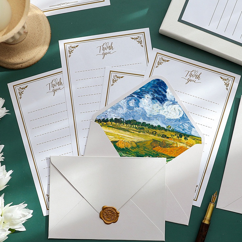 Set 6 tấm hình dán tranh sơn dầu Van Gogh lãng mạn