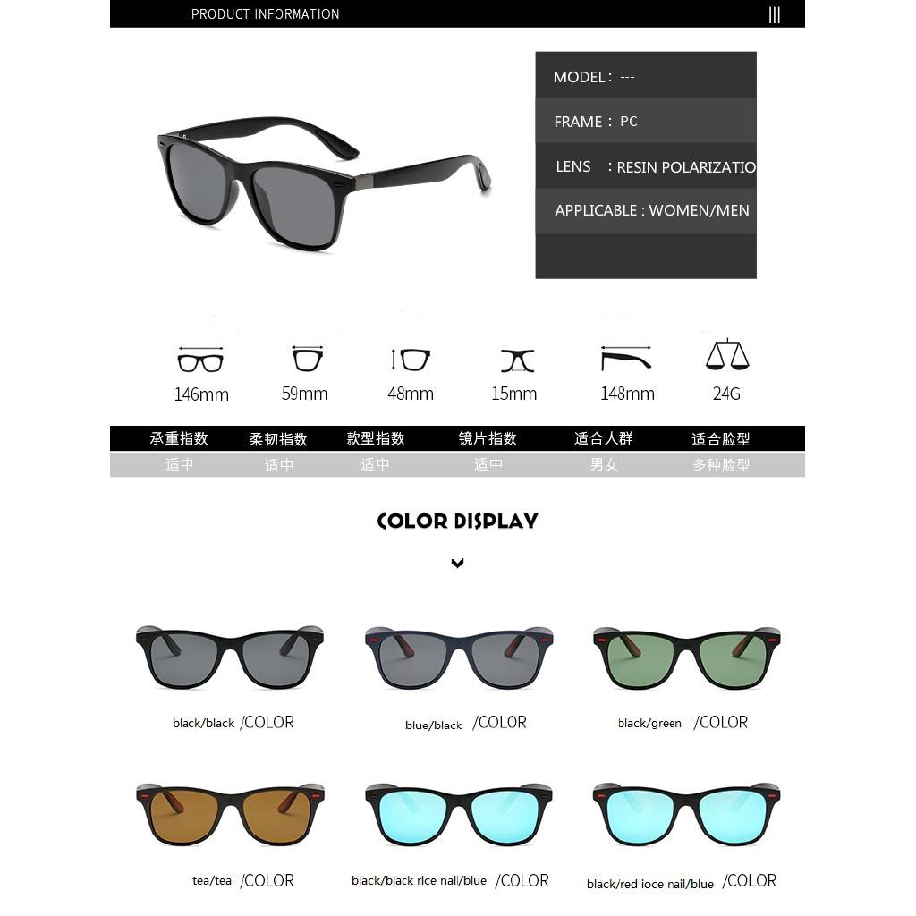 Kính mát phân cực gọng vuông trẻ trung sành điệu cho nam và nữ