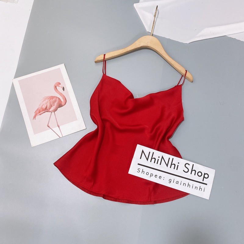 [ Mã WASTRUN4 giảm 10% tối đa 30K đơn 99K] Áo hai dây lụa cổ đổ siêu sang, Áo kiểu cổ đổ trễ ngực CS1501 - NhiNhiShop | BigBuy360 - bigbuy360.vn