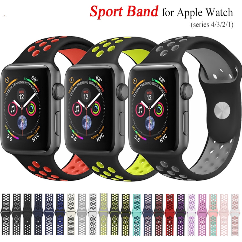 【Apple Watch Strap】Dây đeo silicon thể thao cho đồng hồ thông minh Apple Watch Series 6 se 5 4 3 2 1 38mm 40mm 44mm 42mm