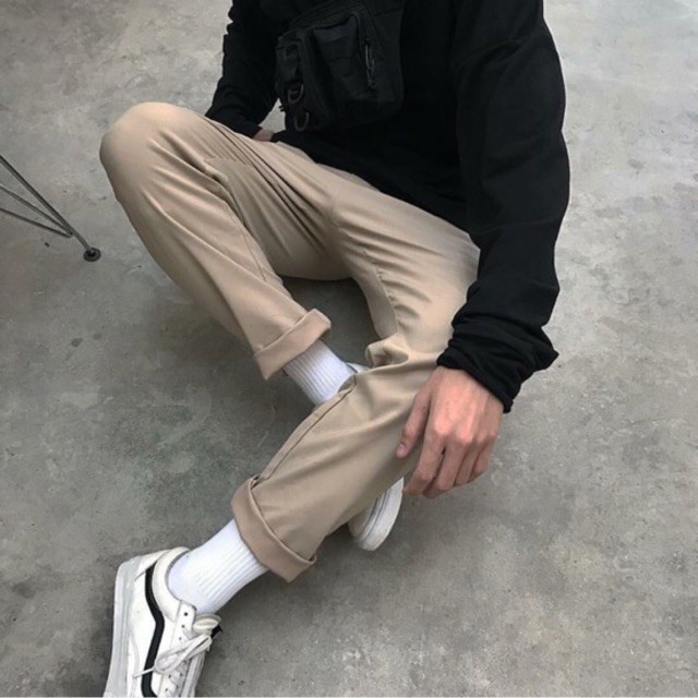 QUẦN KAKI BASIC UNISEX (MÀU ĐEN , MÀU KEM)