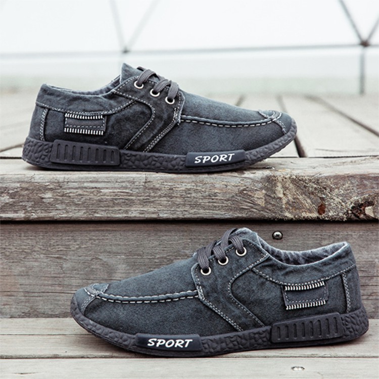 Giày nam Sport khóa lệch cá tính buộc dây thời trang màu xám