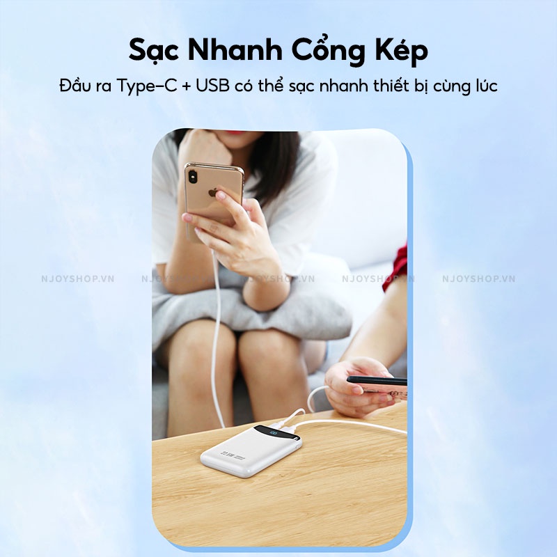 Sạc Dự Phòng Mini Remax 10000mah Nhỏ Gọn Sạc Nhanh Pin Polymer Cho Điện Thoại IP Samsung Huawei Xiaomi Njoyshop