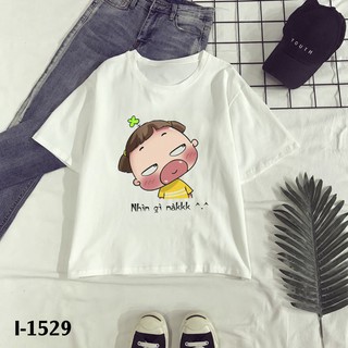 Áo thun nữ tay ngắn in bé cute
