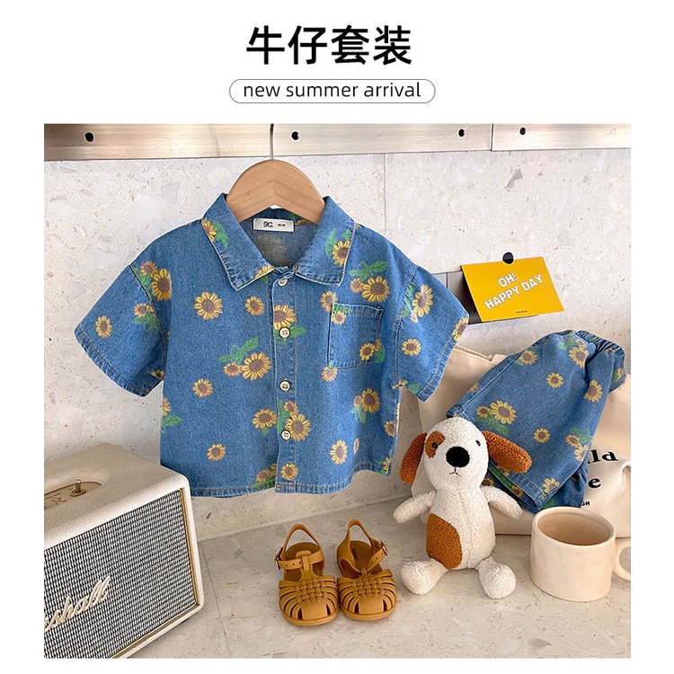 Bộ Đồ Denim 2 Món Thời Trang Mùa Hè Dành Cho Bé Trai 1-5 Tuổi