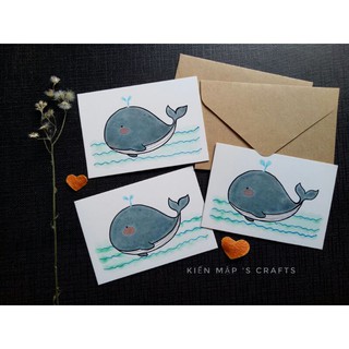 [5x8cm] Bộ thiệp Cá Voi dễ thương Trang trí chụp ảnh Thiệp quà tặng (kèm phong thư)