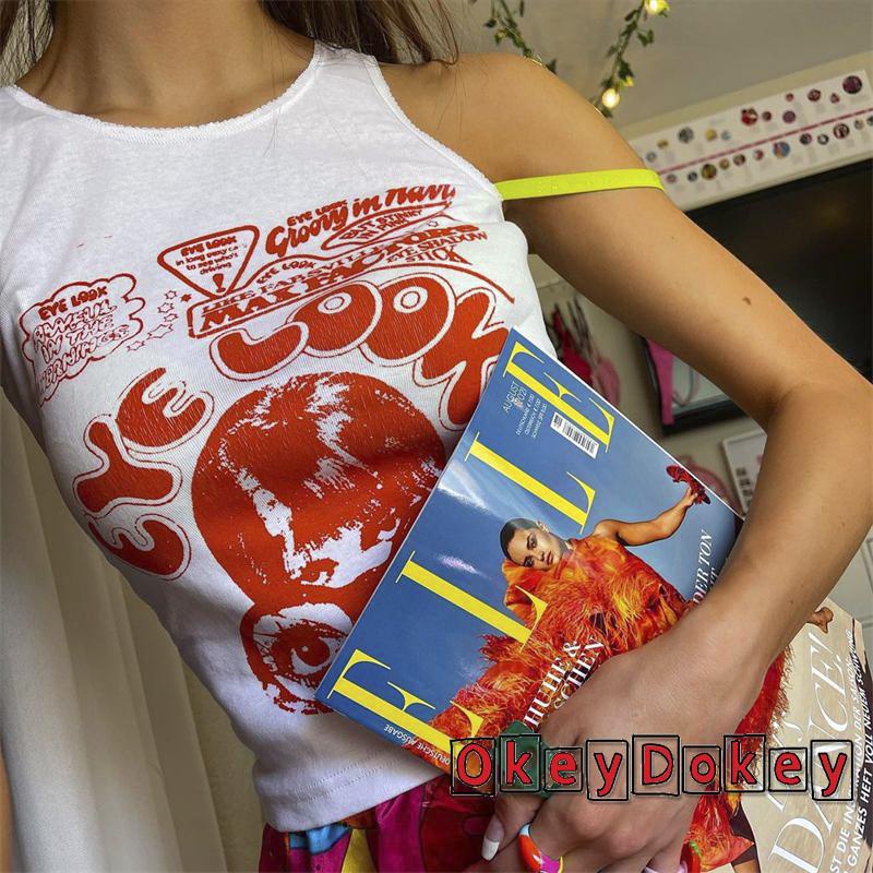 Áo tank top cổ tròn in chữ và chân dung dành cho nữ