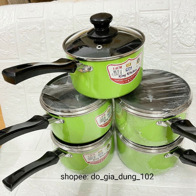 Nồi Nấu Bột, Xoong Khuấy Bột Chống Dính Cho Bé Size 12cm-14cm