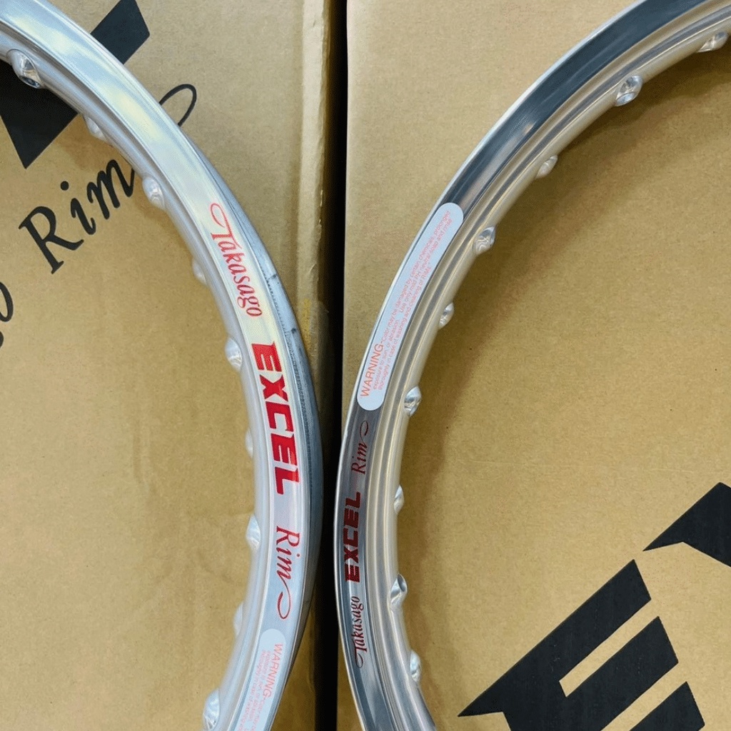 Tem dán vành niềng excel rim màu đỏ trong suốt bộ 4,8 tem có tem waring, chuẩn màu sắc kích thước