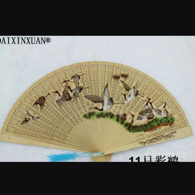 Quạt gỗ thơm 12 con cò | BigBuy360 - bigbuy360.vn